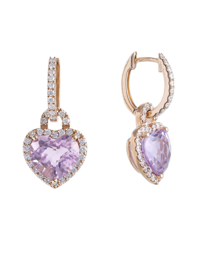 Heart of Diamonds Earrings with Amethyst Gemstone