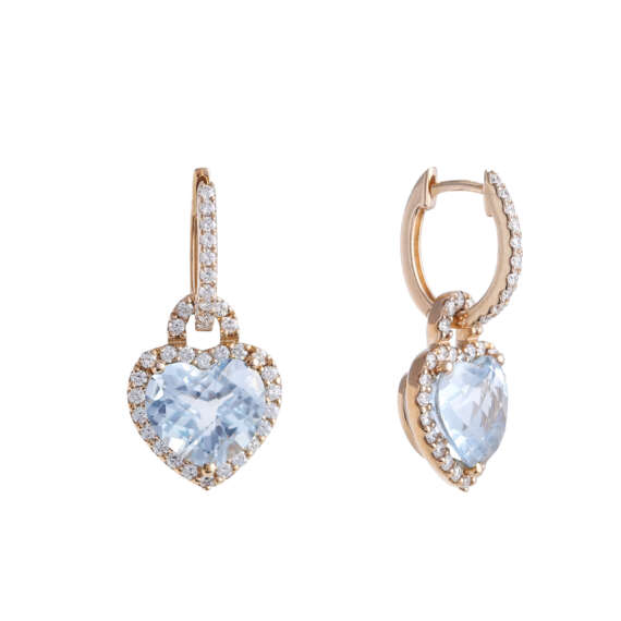 Heart of Diamonds Earrings with Blue Topaz