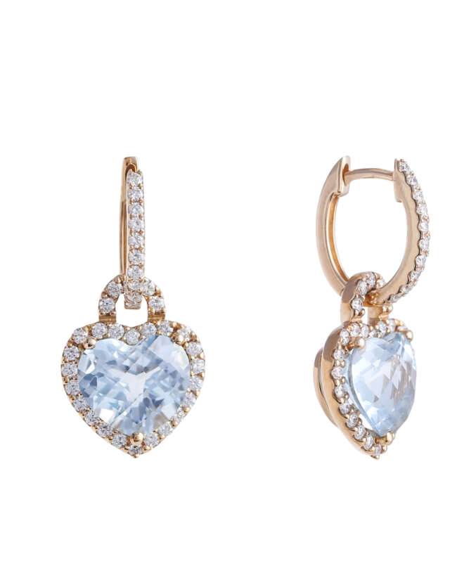 Heart of Diamonds Earrings with Blue Topaz