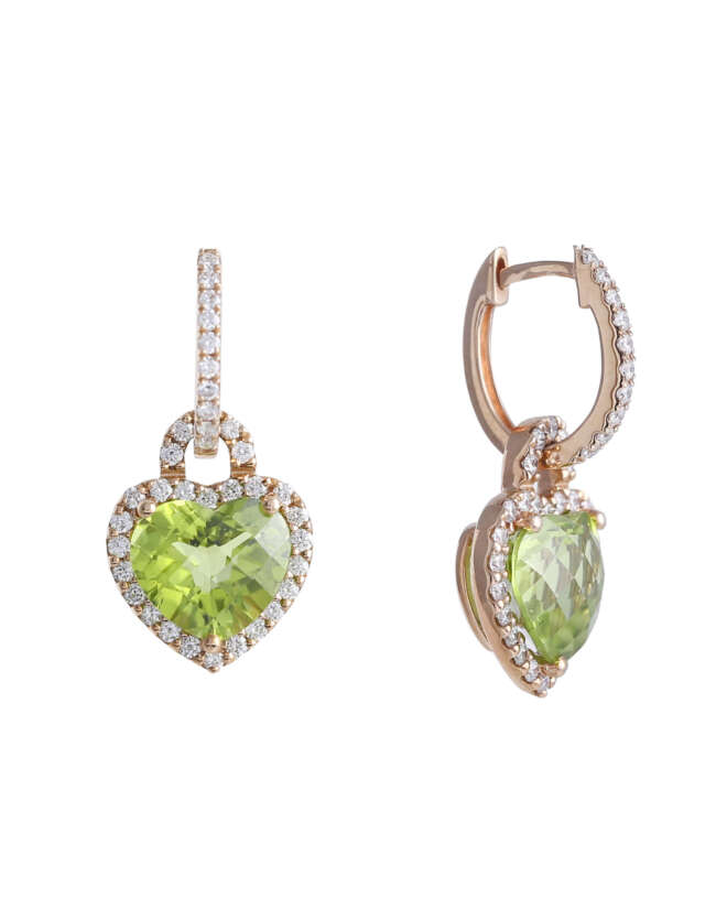 Heart of Diamonds Earrings with Peridot Gemstone
