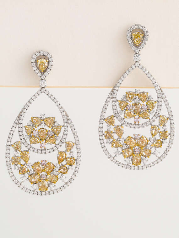 Yellow Diamond White Gold Earrings