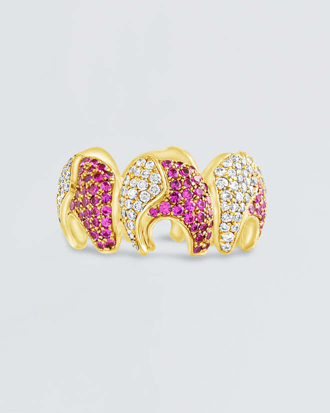 Mini Pink Sapphire Elephant Ring