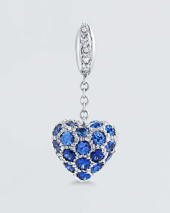 Blue Sapphire Pave Heart Pendant