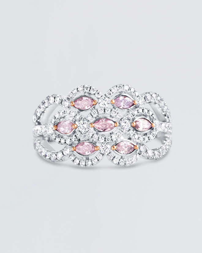 Gazing Pink Eyes Diamond Ring