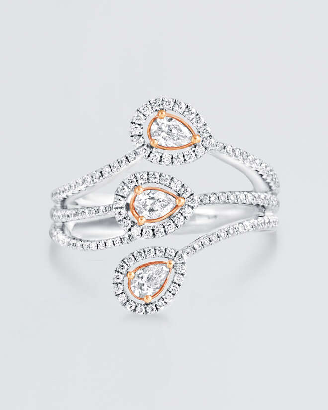 Triple Snake Diamond Ring