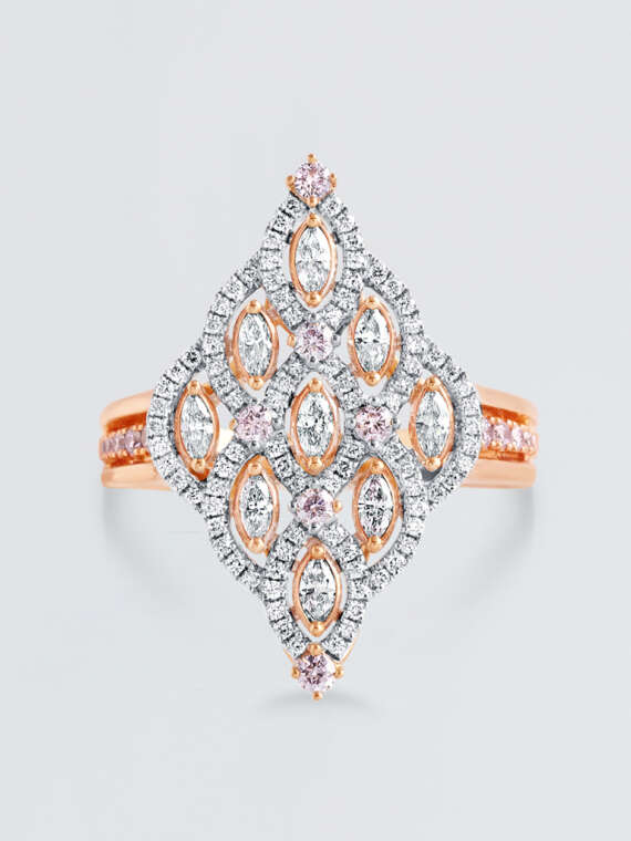 Royal Teardrop Rose Gold Diamond Ring
