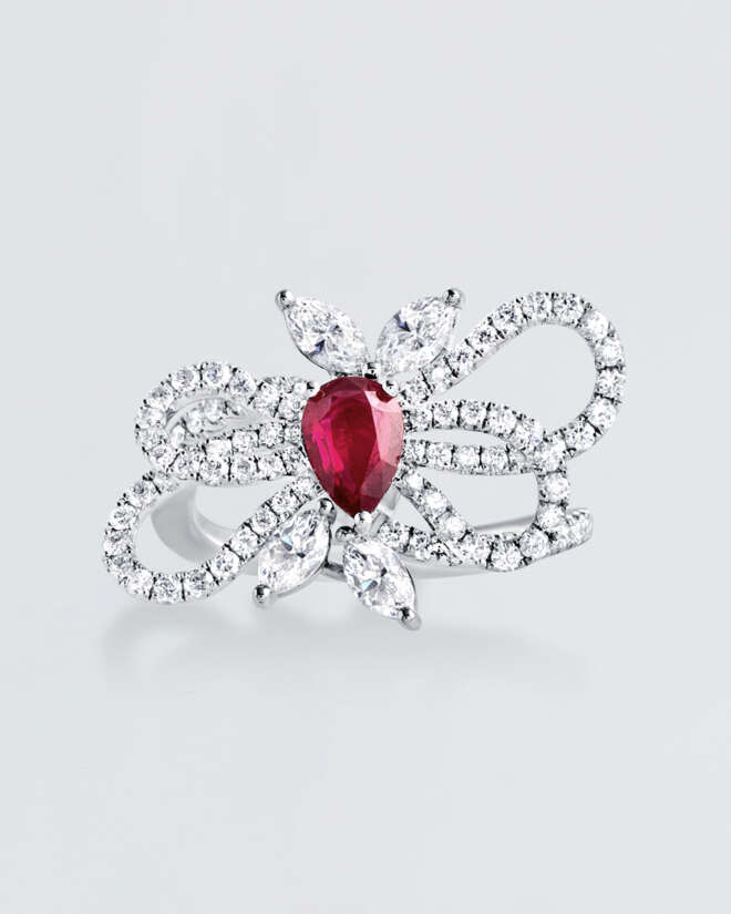 Ruby Butterfly Diamond Ring