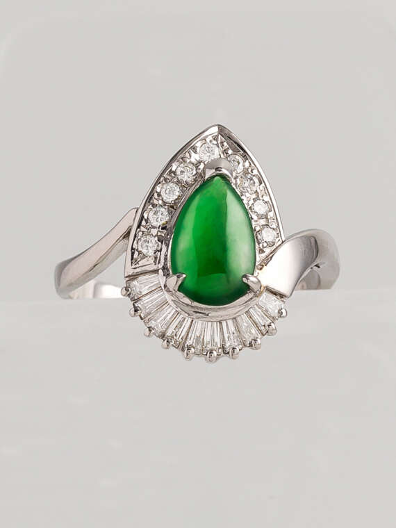 Pear Jade Diamond Ring