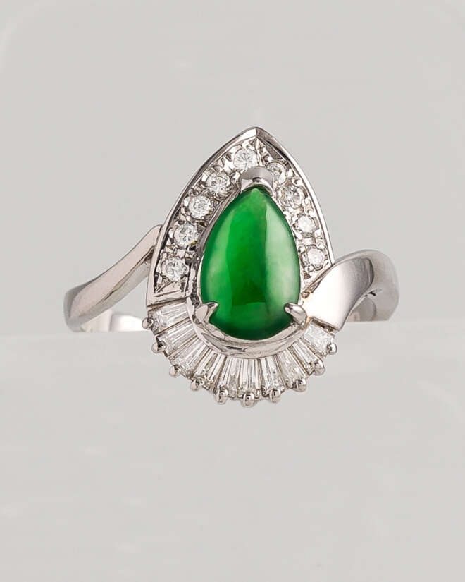 Pear Jade Diamond Ring