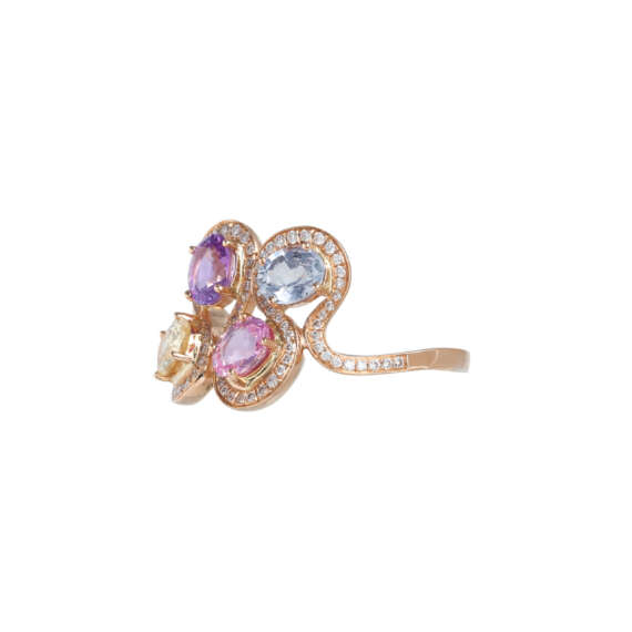 Multi Colored Sapphire Ring Set in Rose Gold