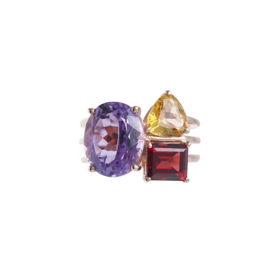 Semi precious multi coloured gemstone rings